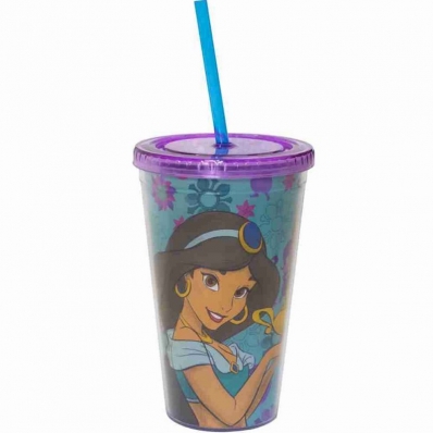 Copo Com Canudo Princesa Jasmine Aladdin 450ml - Disney