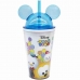 Copo Azul Com Canudo E Orelhas Mickey & Minnie Tsum Tsum 450ml - Disney