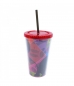 Copo Com Canudo Face Mickey Colorido 450ml 90 Anos - Disney