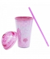 Copo Tampa Oval Rosa Sereia 450ml - Projeto Kiwi