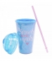 Copo Tampa Oval Azul Sereia 450ml - Projeto Kiwi