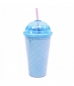 Copo Tampa Oval Azul Sereia 450ml - Projeto Kiwi
