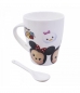 Caneca De Porcelana Com Colher Mickey & Minnie Tsum Tsum 310ml - Disney