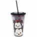 Copo Com Canudo Preto Mickey E Minnie Tsum Tsum 450ml - Disney