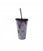 Copo Com Canudo Preto Mickey E Minnie Tsum Tsum 450ml - Disney