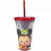 Copo Com Canudo Vermelho Mickey E Minnie Tsum Tsum 450ml - Disney