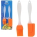 Espátula e Pincel Culinário de Silicone nas Cores Laranja e Vermelho com Cabo de Plástico