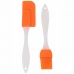 Espátula e Pincel Culinário de Silicone nas Cores Laranja e Vermelho com Cabo de Plástico