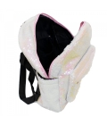 Mochila Lantejoulas Branco e Rosa 34x13x32cm