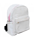 Mochila Lantejoulas Branco e Rosa 34x13x32cm