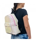 Mochila Lantejoulas Branco e Rosa 34x13x32cm