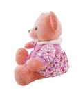 Ursa Salmão Sentada De Vestido Florido E Chapeuzinho 45cm