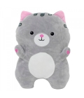 Almofada Formato Gato Cinza Pelúcia 38x26cm