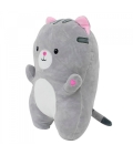 Almofada Formato Gato Cinza Pelúcia 38x26cm