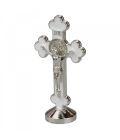 Crucifixo Metal Branco Uso Carro 8cm
