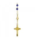 Terço Corrente Dourada Contas Azul 0.6 cm Nossa Senhora Aparecida 55cm