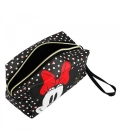 Necessaire Retangular Preta Pintas Laços Minnie 13x10x20cm - Disney