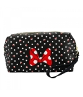 Necessaire Retangular Preta Pintas Laços Minnie 13x10x20cm - Disney