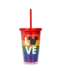 Copo Com Canudo Mickey Arco-Íris 450ml - Disney