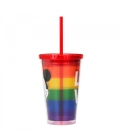 Copo Com Canudo Mickey Arco-Íris 450ml - Disney