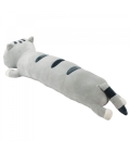 Gato Cinza Comprido Deitado Mostra Lingua 60cm - Pelúcia