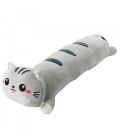 Gato Cinza Comprido Deitado Mostra Lingua 60cm - Pelúcia