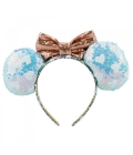 Tiara Laço Rosê Orelhas Azul Lantejoulas Minnie - Disney