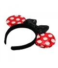 Tiara Laço Preto Orelhas Vermelho Branco Lantejoulas Minnie - Disney