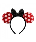 Tiara Laço Preto Orelhas Vermelho Branco Lantejoulas Minnie - Disney