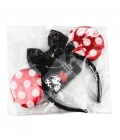 Tiara Laço Preto Orelhas Vermelho Branco Lantejoulas Minnie - Disney