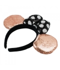 Tiara Laço Preto Branco Orelhas Rosê Lantejoulas Minnie - Disney