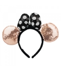 Tiara Laço Preto Branco Orelhas Rosê Lantejoulas Minnie - Disney