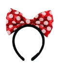  Tiara Laço Vermelho Branco Lantejoulas Minnie - Disney