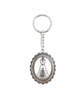 Chaveiro Nossa Senhora Aparecida Aura Oval Prateada 5.5cm