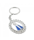 Chaveiro Nossa Senhora Aparecida Aura Oval Prateada 5.5cm