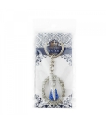 Chaveiro Nossa Senhora Aparecida Aura Oval Prateada 5.5cm