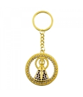 Chaveiro Nossa Senhora Aparecida Aura Circular Dourada ou Prateada 4.7cm