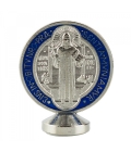 Medalhão São Bento Dourado Azul ou Prateado Azul Metal 5.5cm
