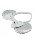 Tiara Prateada Orelhas Laço Minnie 20x25cm - Disney