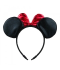Tiara Preta Orelhas Laço Vermelho Minnie 20x25cm - Disney