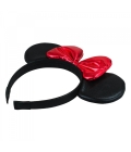 Tiara Preta Orelhas Laço Vermelho Minnie 20x25cm - Disney