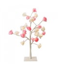 Luminária Árvore Flores Rosa ou Branco E Rosa 31cm