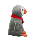 Pinguim Cinza Cachecol Vermelho 30cm - Pelúcia